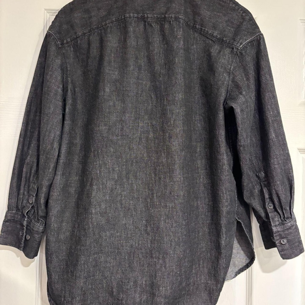 Banana Republic Black Denim Button Down Shirt Women's S Petite - Picture 6 of 6